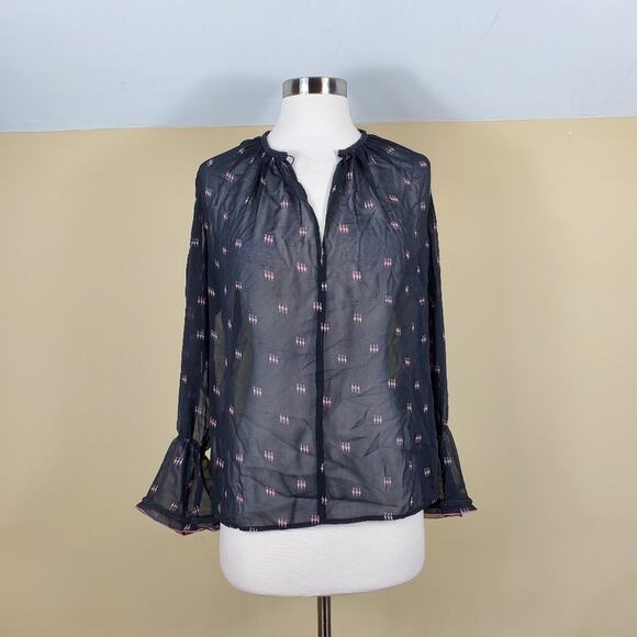 Maje Black Litea Printed Voile Blouse Size S - Picture 1 of 12